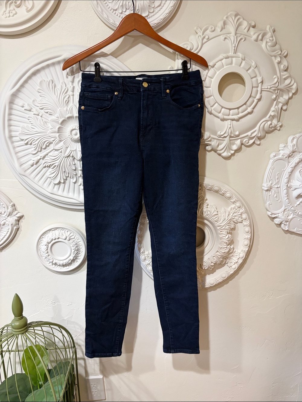 Good American Navy Skinny Stretch Jeans